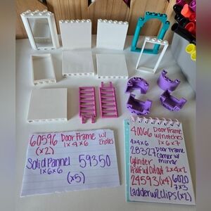 Lego Door Cylinder Pannel 40066 28327 24593 60596 59350 ladder mirror white